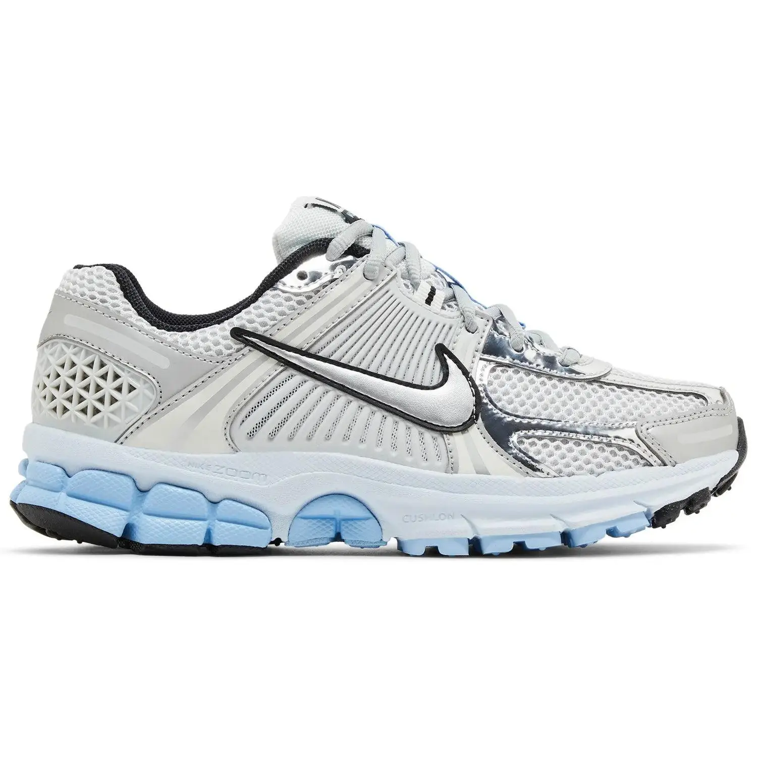 Nike Zoom Vomero 5 Metallic Silver Blue Tint (Women's) - Running Training Sneaker Walking Shoes, Authenticity Guaranteed, Breathable Running Sneakers, Mesh Upper, Road Running Shoes, Sportswear, Lace-Up, Female, Comfortable Design, Modern Color, 1.5 Sizes