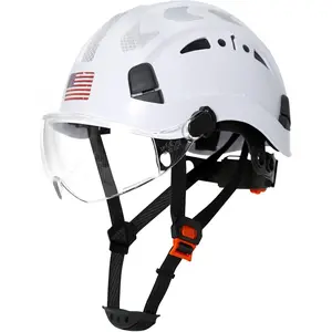 3-in-1 Construction Safety Hard Hat Kit with Clear Visor & Reflective Stickers, Vented ABS Helmet, 6-Point Suspension, Adjustable Ratchet Chin Strap, Lightweight Hi-Viz Design, 53-63cm Fit for Men Women