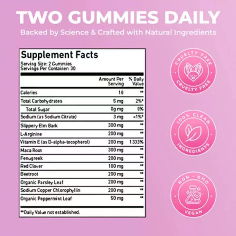 natural pheromone Pheromone Gummies for Women Enhance Your Charisma Natural Hormone Balance & Body Odor Support with Maca root, beetroot, mint leaves, parsley leaves, Slippery Elm Bark, fenugreek Red Clover& L-arginine Glow from Within 60Vegan Gummies