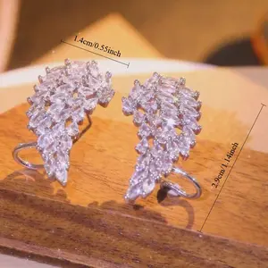 Wing Design Marquise Cut Full Synthetic Zirconia Earrings Sparkling Statement Jewelry for Daily Wear Party Use Holiday Christmas Valentine Gifts