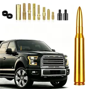Golden 50 Cal Bullet Antenna, Made from High-Quality Aluminum Car Truck Antenna Truck Accessories with 10 Adapters, Compatible with Chevrolet, Toyota, Jeep, GMC, Ford, Dodge, Short Replacement Antenna, cool gadgets summervibes