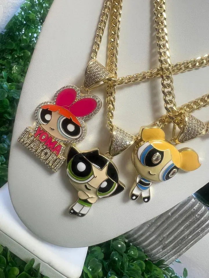 Pendant And Necklace set Includes 3 Necklaces with Character Charms and Gold-Tone Chains