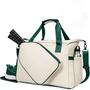 Pickleball Bag, 2 In 1 Pickleball Tote Bag, Pickleball Backpack for Women & Men, Adjustable Sling Bag with Paddle Cover Pocket External Ball Bag, Adjustable Shoulder,  with Shoe Compartment(Black/White)