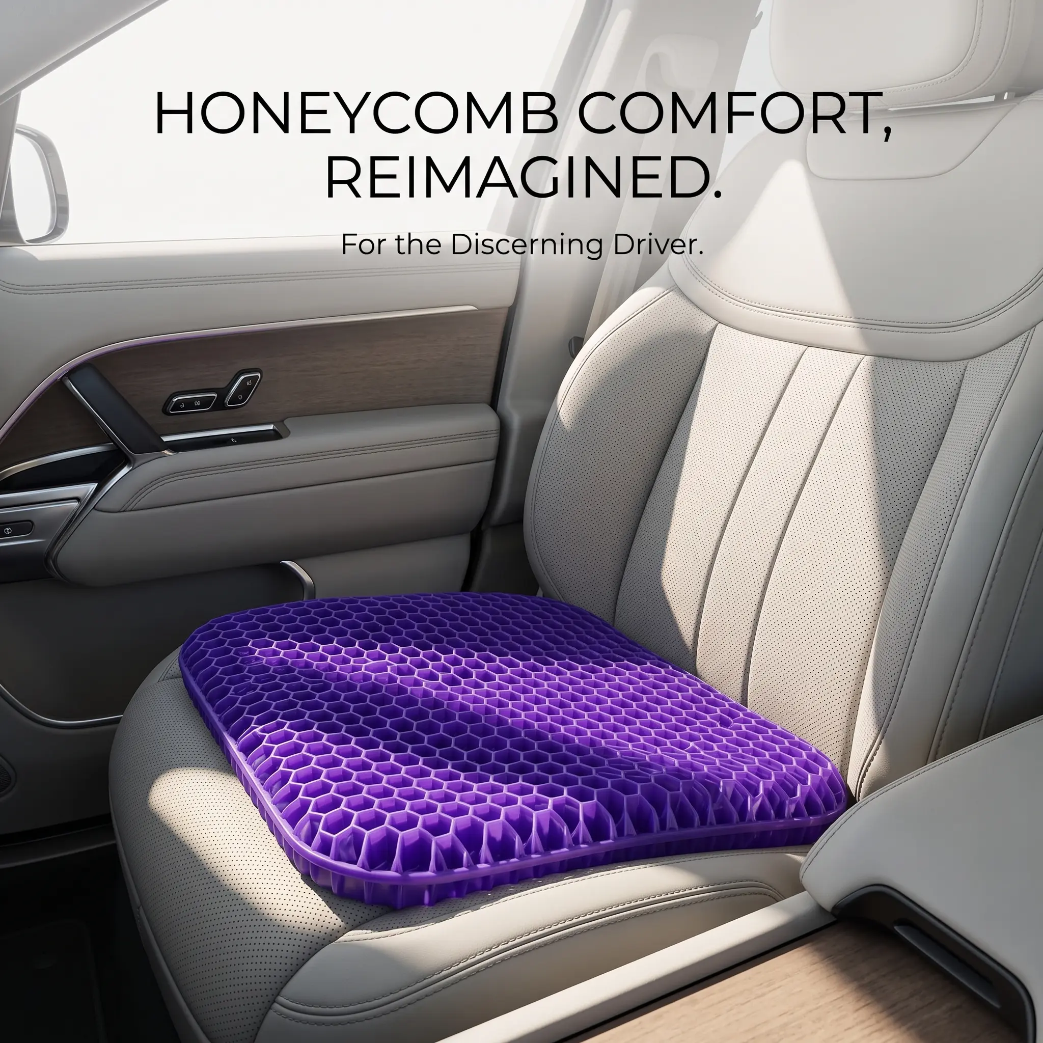 Cooling Gel Back Pain Relief Cushion, Honeycomb Gel Seat Pad, Breathable Fabric For Airflow, Ergonomic Pressure Relief, Non-Slip Wash Cover, Fits Wheelchair, Office And Car Seats