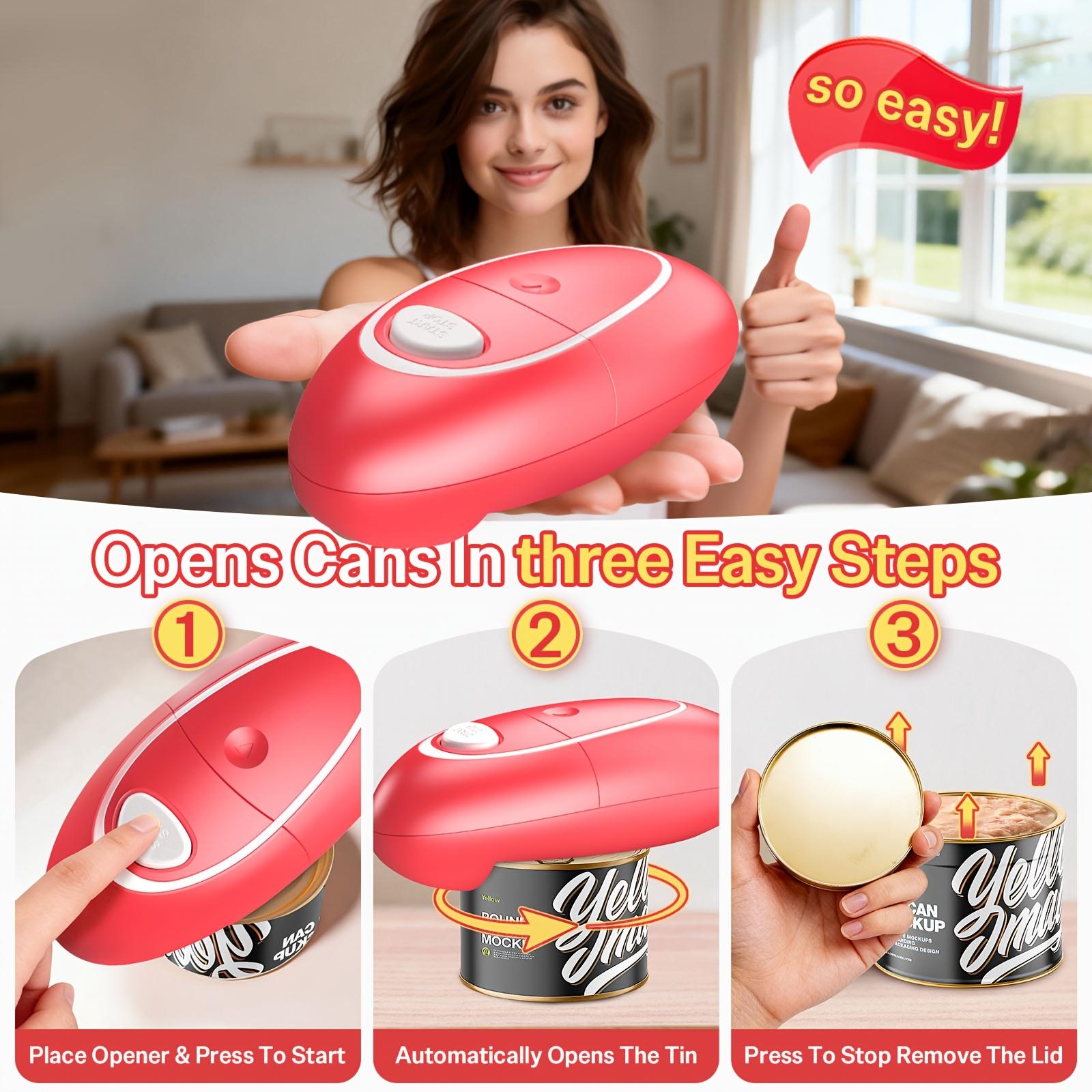 Electric Can Opener with One-Touch Function by Hattyroom – Portable Design for Kitchen and Outdoor, Smooth Edge for Safe Use, Great for Seniors and Arthritis Sufferers, Essential Senior Product for Independent Living