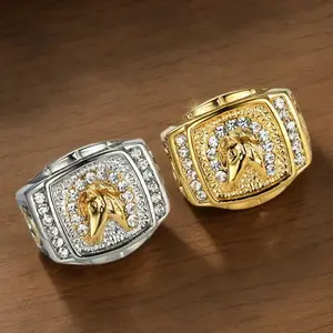 European & American Retro Luxury Minimalist Hip-Hop Opulent Horse Head Men's High-End Fashionable Trendy Ring