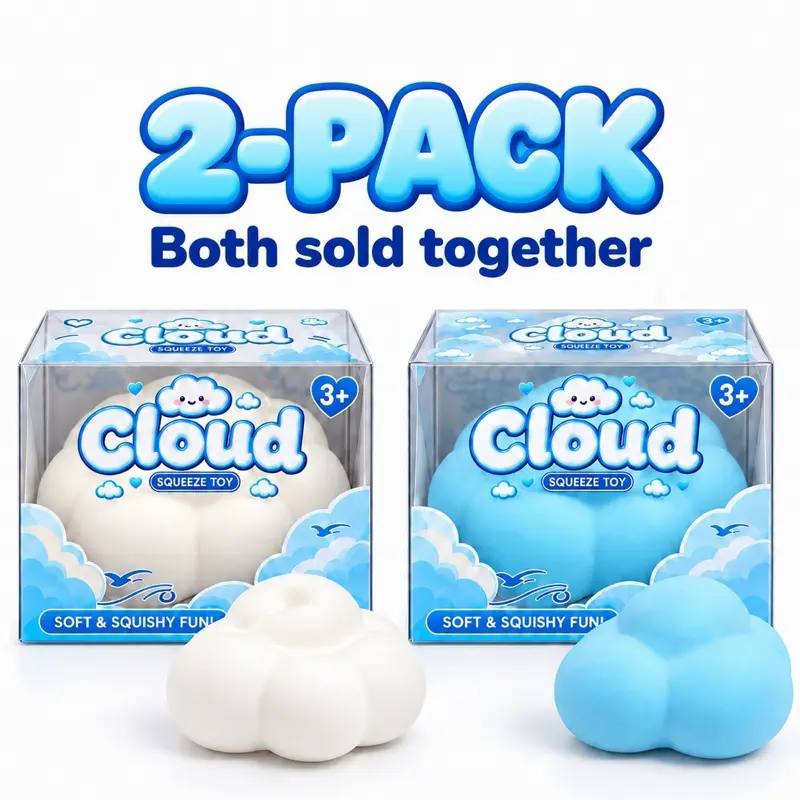 Crunchy Cloud Stress Toy - Soft Decompression Squeeze Ball, Classic Stress Relief Toy, Anxiety Relief Product, Emotional Management Sensory Calming Tool (2 Colors Included), Anxiety Relief Products