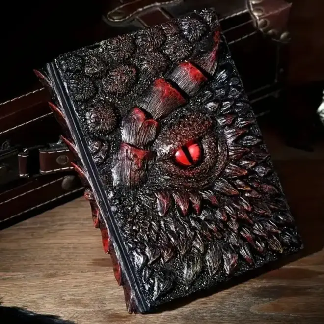 Dragon Enthusiasts 3D Embossed Journal - Handcrafted Resin Dragon Eye Design, Unruled Blank Pages for Dnd Adventures, 240 Pages, Perfect for Travel &