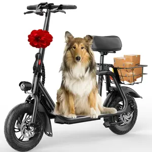 Electric Scooter for Adults with Seat with basket, 30/35 Miles Range 550W Motor up to 21 MPH top speed, Electric Scooter with Basket