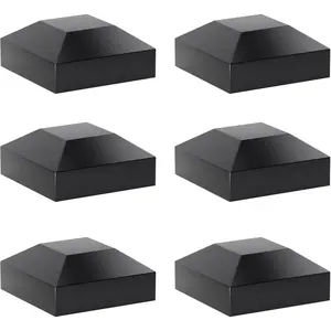 2X2 Post Caps for  Fence Post,Water-Proof UV-Proof Durable PP Plastic Decking Post Top Cap Cover for Metal Fence,Mailbox,Metal  Plastic Vinyl Iron Deck Railing, 6 COunt, Black