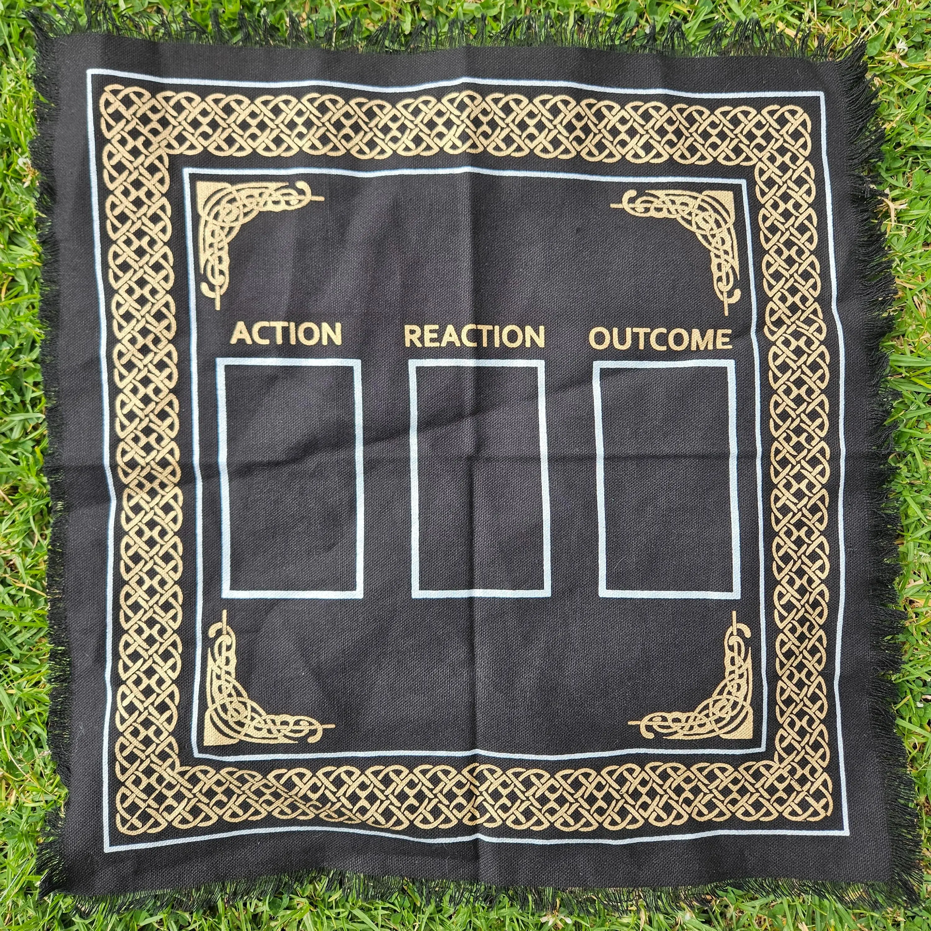 Three-Card "Action/Outcome" Ritual Altar Cloth (18" x 18")