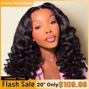Menglle New Yaki Loose Wave Fluffy Bounce Pre Wand Curly 13x4 Lace Front Wig Transparent Glueless Ready to Wear Pre-cut Lace Human Hair Wigs#springfresh#GiftedInLove