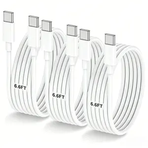 3-Pack 6.6FT 60W USB C to USB C Cable,Type C to Type C Cable,Fast Charging Cable for iPhone Air 17 16e 16 15 Pro Plus Pro Max,for Galaxy S25/S24,for iPad Pro/Air/mini,for MacBook Pro/Air and More