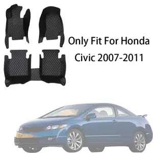 Full Set Nappa PU Leather Car Floor Mat For Honda Civic 2007-2011 Front And Rear Cushion Slip-Resistant Wear-Resistant Auto Interior Accessories