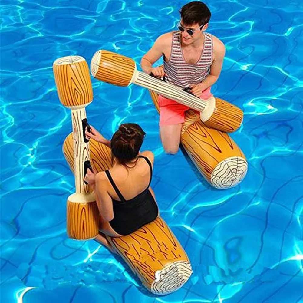 Summer Spring Gift 4 Pcs Set Inflatable Floating Row Toys, Adult 12 Year Above Pool Party Water Sports Games Log Rafts to Float Toys