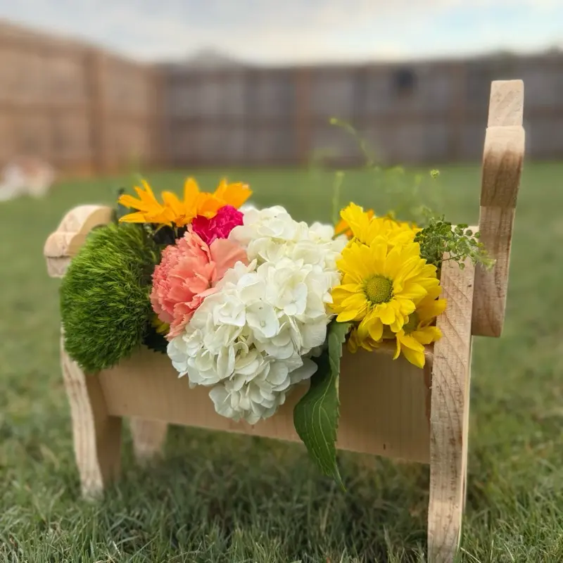 Cow Shaped Herb Planter - Unique Wooden Design for Gardening with Colorful Flowers and Greenery