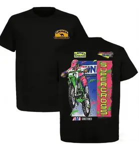 Men's Casual Short Sleeve Vintage T-Shirt - Men's Graphic Tee with 90s Supercross Motocross Graphic, Neon Racing Print Tops for Casual Wear, Vintage T Shirts