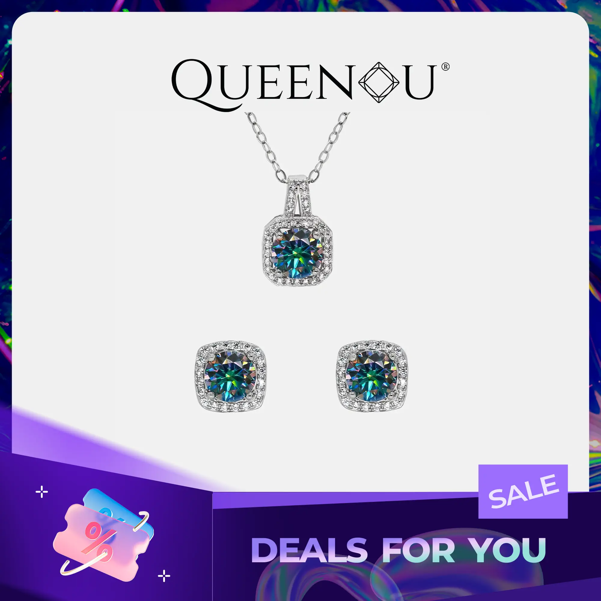 【220】Classical Synthetic Moissanite Necklace&Earrings Sets