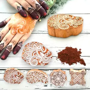 Handcarved Wooden Printing Stamps | Craft Blocks for Henna, Saree, Clay, Pottery | Create Mandalas, Paisley Patterns | Beautiful DIY & Art Projects