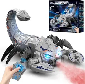 Remote Control Scorpion Robot Toy, RC Scorpion with 2.4GHz Controller, Stunt Robot with Spray/Lights/Music, Scorpion Gift for Boys Girls, Halloween, Christmas, Toys for Party Prank