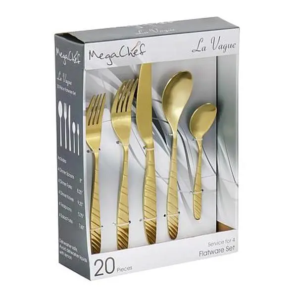 MegaChef La Vague 20-Piece Stainless Steel Flatware Utensil Set