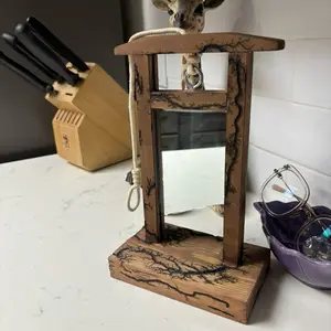 Mini Desktop Guillotine- Wooden Design with Mirror for Unique Home or Office Decor