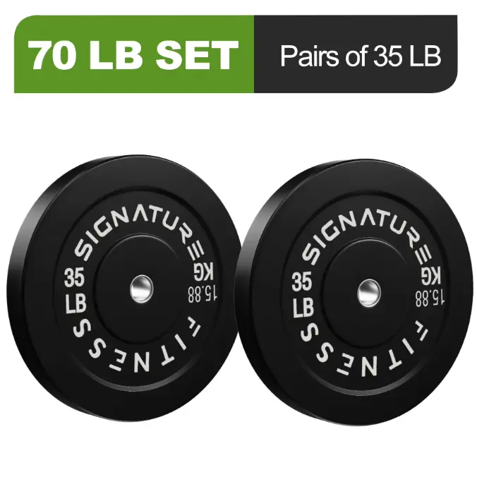 FlexWave 35LB Olympic Bumper Plates Pair, 2-Inch Rubber Olympic Weight Plates with Steel Hub, Solid Color, for Strength Training & Home Gym
