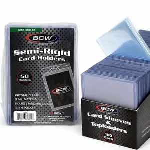 BCW 100 Toploaders + 100 Sleeves + 50 Semi Rigid Card Holders #2 Grading Bundle