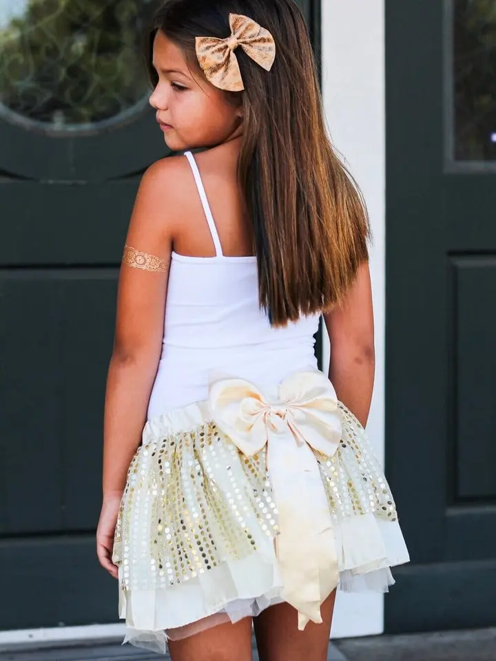 Gold Yellow Princess Costume Sequin Tutu Skirt in Kid, Adult, or Plus Size