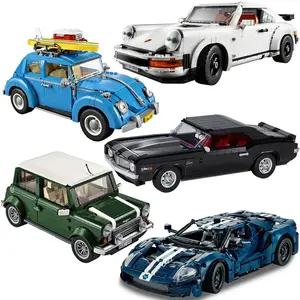 Technical Bule Beetle Building Blocks Diy Building Model 10252 High-tech Sportcars Ford GT  Chevrolet Camaro Green Retro Mini Cooper 10295 10242 10304 42154 Model Assemble Vehicle Bricks Toys Kids Adult For Gifts