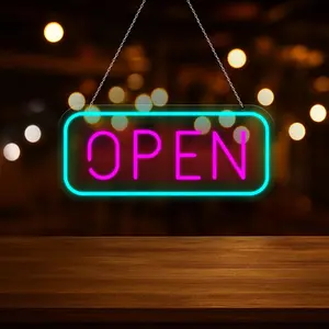 Bright OPEN Neon Sign LED Light | Vibrant Storefront Business Hanging Sign for Restaurants, Cafes, Bars, Shops and Studios, Creative Ambient Wall Decor Light, Night Open Indicator Lamp