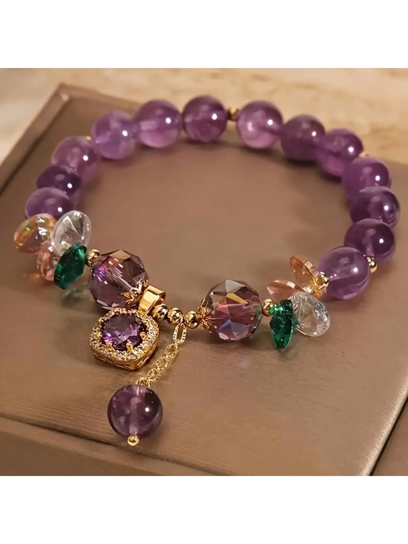 1pc Retro and Elegant Purple Crystal Bead Bracelet, Exquisite Bracelet, Beautiful Bracelets, A Fashionable Jewelry for Ladies and Girls, Suitable for Daily Wear and As A Gift. It Will Be Decorated on Valentine's Day