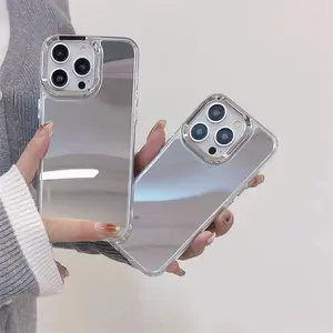 Luxury Mirror Phone Case For iPhone 15 14 13 12 11Pro MAX Shockproof Back Cover For iPhone 15 plus TPU Phone Case