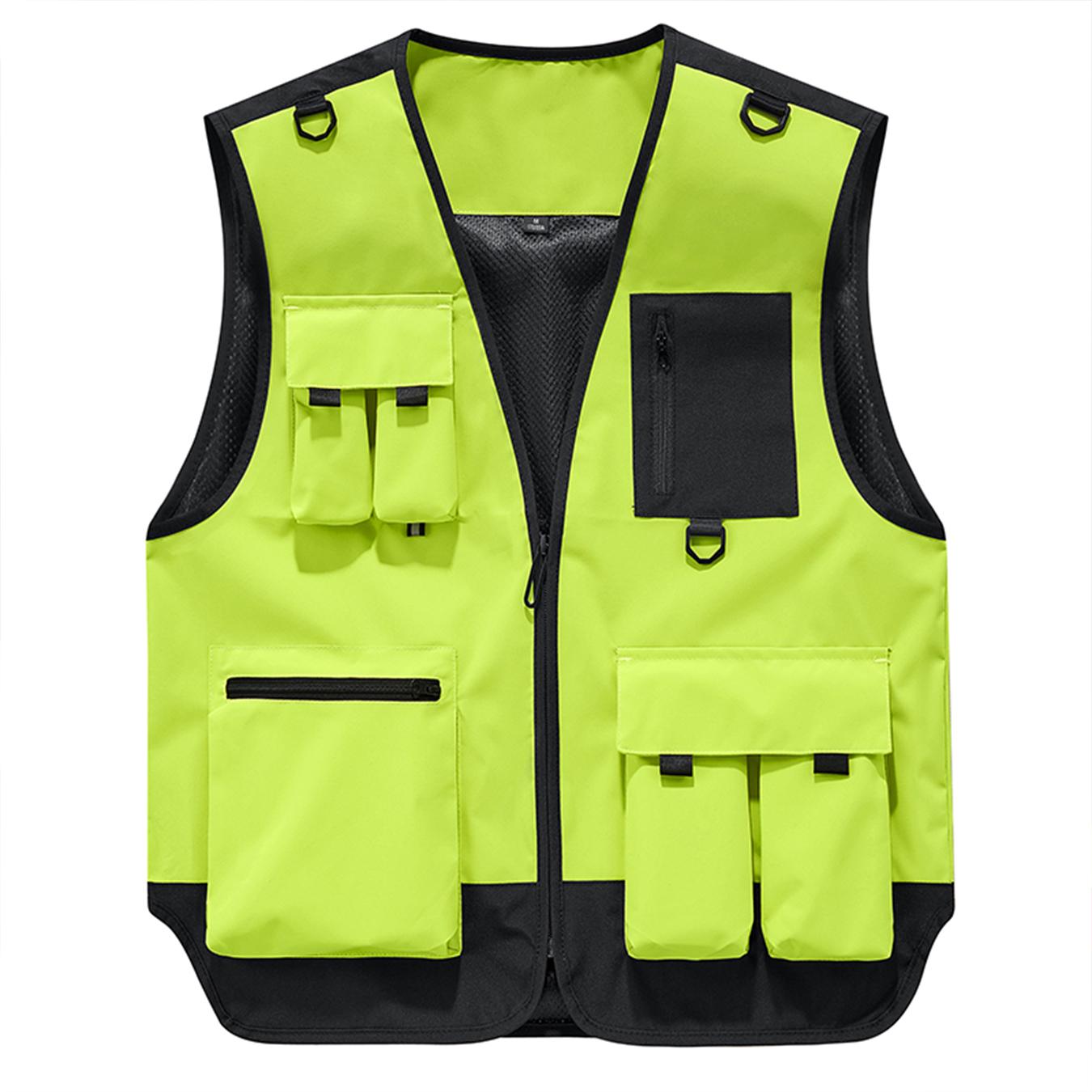 Men’s Color Block Multi-Pocket Utility Vest – Breathable Mesh-Lined Outdoor Cargo Vest