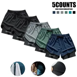 Men’s 5-Pack Lightweight Casual Shorts, Male Athletic Bottoms with Soft Stretchy Breathable Fabric, Adjustable Drawstring Elastic Waistband, Side Pockets, Regular Fit, Suitable for Fitness and Outdoor Sports, Men’s Shorts