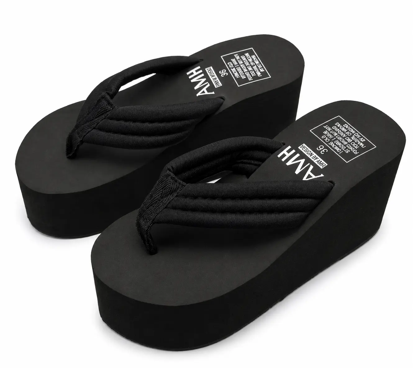 Women's Summer Fashion Sandals, Sponge Cake Thick Sole Outerwear Slippers, Sloping Heel, Anti Slip Beach Shoes, Beach Sandals, Clip On High-heeled Flip Flops All Seasons Wedge Footwear