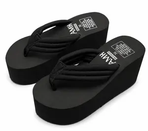 Women's Summer Fashion Sandals, Sponge Cake Thick Sole Outerwear Slippers, Sloping Heel, Anti Slip Beach Shoes, Beach Sandals, Clip On High-heeled Flip Flops All Seasons Wedge Footwear