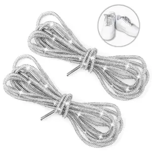 Rhinestone Sparkle No-Tie Shoelaces 2 Pack. 120cm Decorative Rope Strings with Anchors for Sneakers, Hoodies & Bags. Trendy Fashion Footwear Accessories.