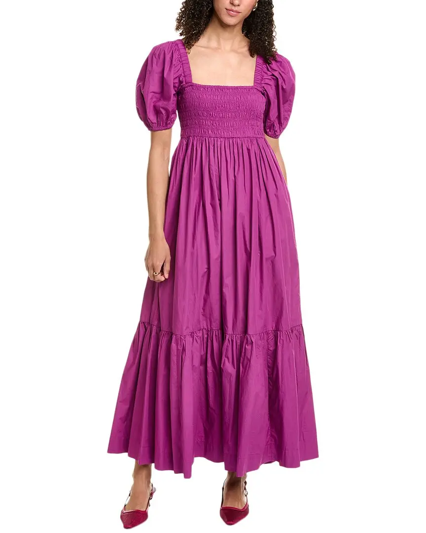 GANNI Poplin Smocked Maxi Dress
