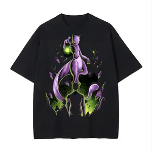 Mewtwo “Kill The Creator” Vintage Tee | Dark Psychic Anime Graphic T-Shirt | Pocket Monster Graphic Tees | Retro Anime Streetwear Shirt | Unisex Oversized Gym Tee | Anime Fan Gift