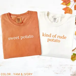 Comfort Colors Matching Thanksgiving Shirt, Funny Couple Tee, Sweet Potato Humor Shirt, Fall Husband Wife Gift, Kind of Rude Potato Top
