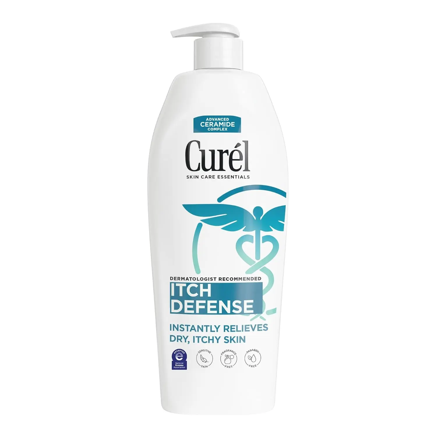 Curel Itch Defense Calming Body Lotion - 13 Oz Fragrance-Free Dermatologist-Tested Moisturizer with Advanced Ceramide Complex, Pro-Vitamin B5, Shea Butter for Dry, Itchy Skin (Body & Hands)