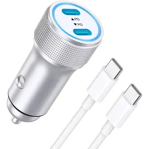 Car Charger for iPhone 16/15 Pro Max , 40W Dual Port Fast USB-C Car Charger Power Cigarette Lighter Adapter With 3FT USB C to C Cable For iPhone 16/16 Plus/16 Max/15/15 Max, iPad Pro/Air