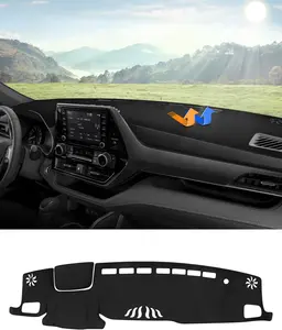 KUST Dashboard Cover Mat for Toyota Highlander 2020 2021 2022 2023 2024 2025 Accessories Dash Cover Flannel Dash Mat Sunshade Glare UV Rays Protector(Compatible with or Without Display)