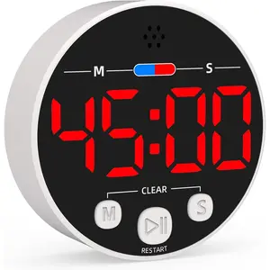 Large LED Digital Timer,  Countdown Loud Timer for Kitchen Cooking, Classroom Whiteboard, , , , Productivity, Focus, Work, Task, Office, Meeting - Small, Simple, Visual, Red