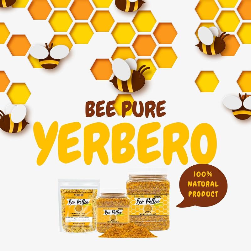 Yerbero - Premium Bee Pollen Granules 1 Lb (16oz) | 100% Natural Pure Honey Bee Pollen Raw Sweet Rich Flavor | Polen de Abeja 100% Natural