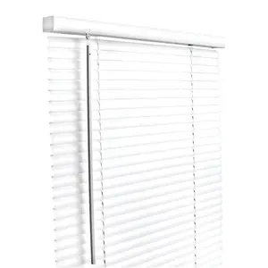 212 MAIN 1 in. Vinyl Slats Cordless Mini-Blinds, 39 x 64 in. White Horizontal Blinds with Up/Down Lift