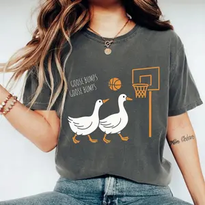 Funny Goose Bumps Shirt, Basketball Tee, Cute Goose Graphic T-Shirt, Duck Lover Gift, Animal Sports Tee, Comfort Colors Silly Goose Tee VYO