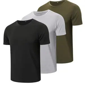 3 Pack Men's Short Sleeve Crewneck Shirts - Dry Fit Causal Moisture Wicking Work Gym Athletic for Basketball Running