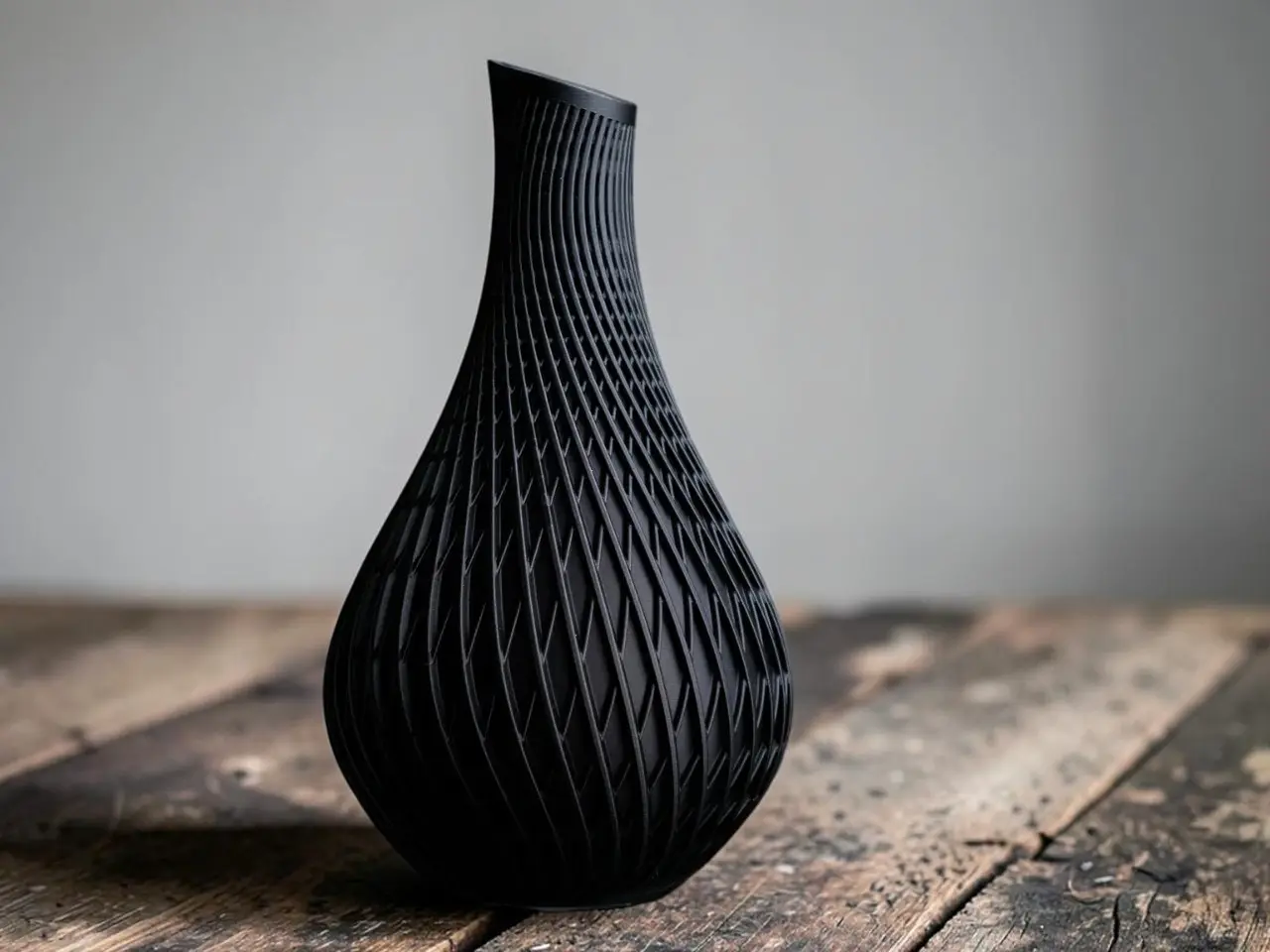 Minimalist Modern Geometric Matte Finish 3D Printed Vase - Lightweight Standing Teardrop Vase, High-Speed 3D Printing Craft, Aesthetic Spiral Centerpiece for Indoor Room Decor, 275mm Display for Dry Floral Arrangements, Box
